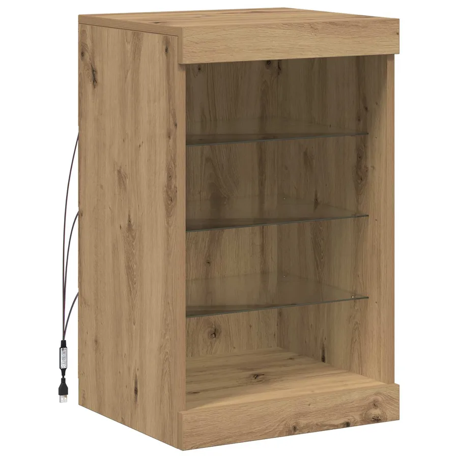 Buffet LED Chêne artisanal 41 x 37 x 67 cm Bois d'ingénierie - 2