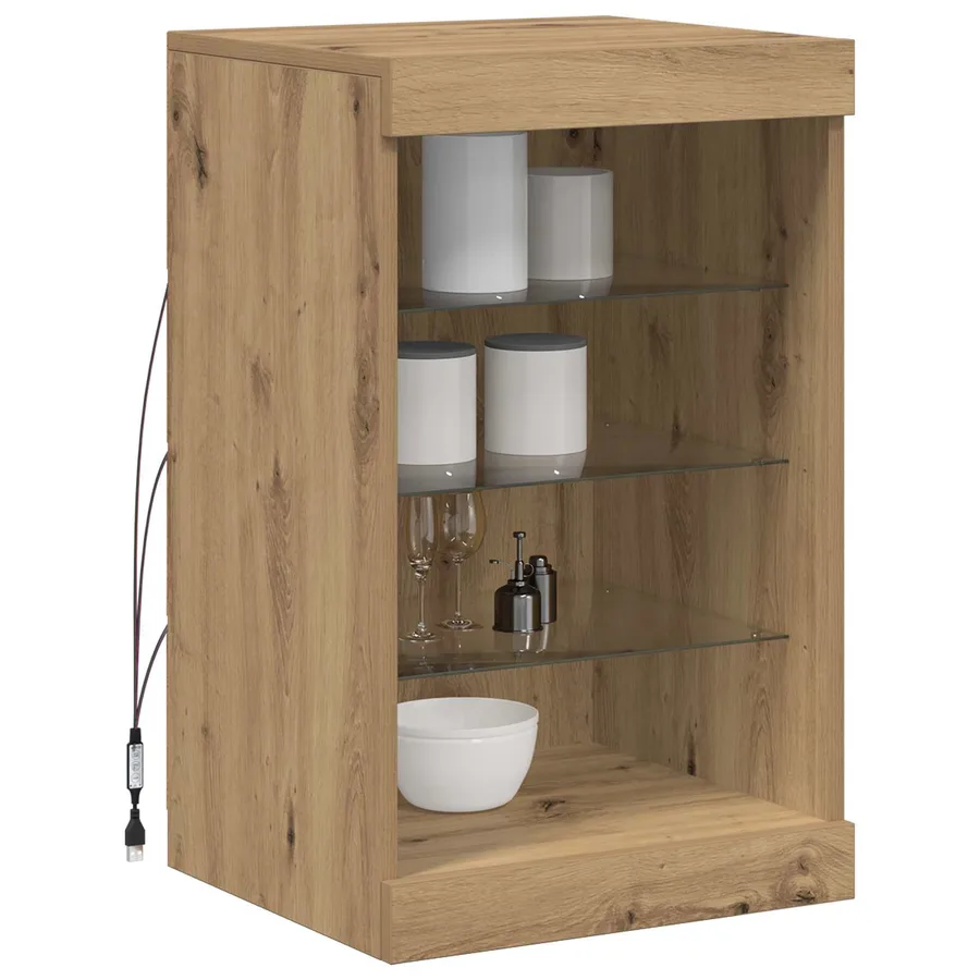 Buffet LED Chêne artisanal 41 x 37 x 67 cm Bois d'ingénierie - 3