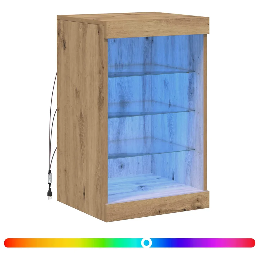 Buffet LED Chêne artisanal 41 x 37 x 67 cm Bois d'ingénierie - 5