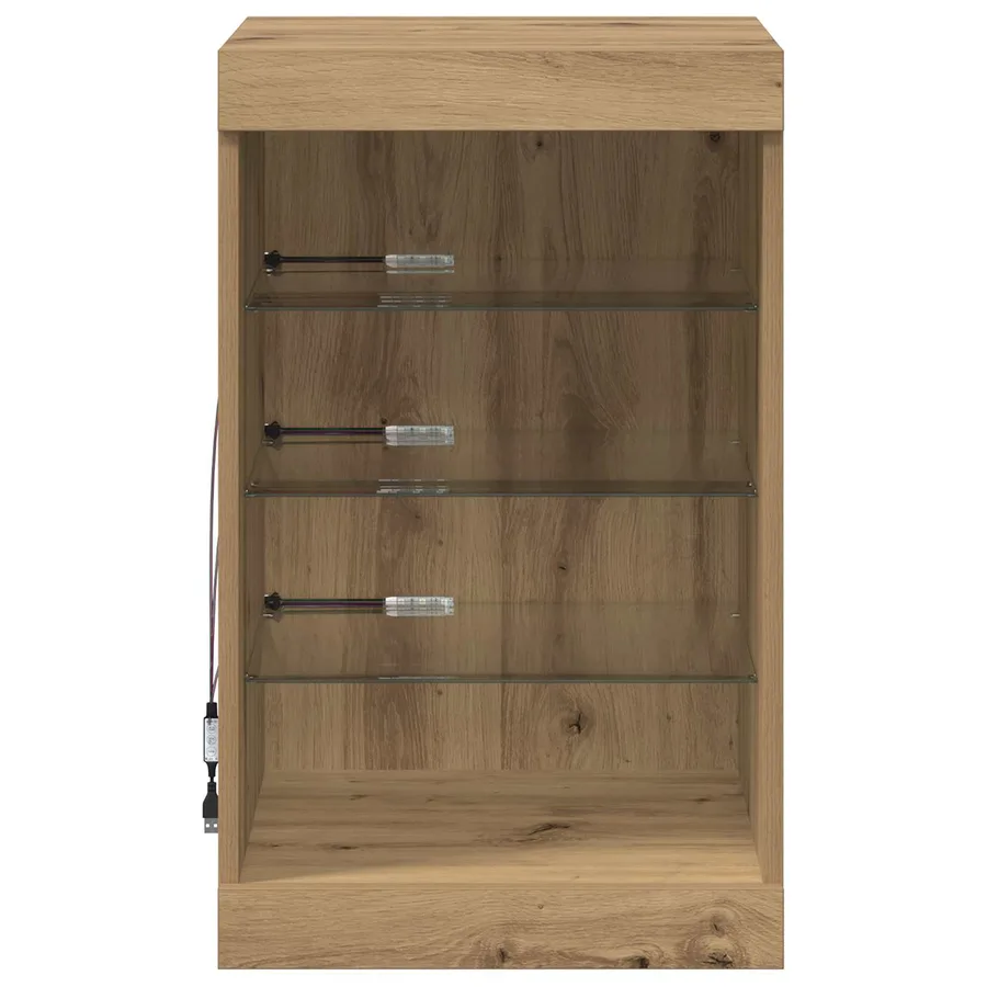 Buffet LED Chêne artisanal 41 x 37 x 67 cm Bois d'ingénierie - 6