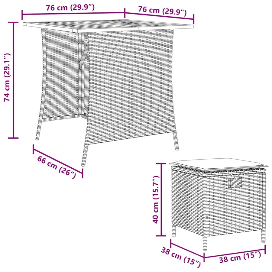 Ensemble à manger de jardin coussins 5pcs noir résine tressée - 7