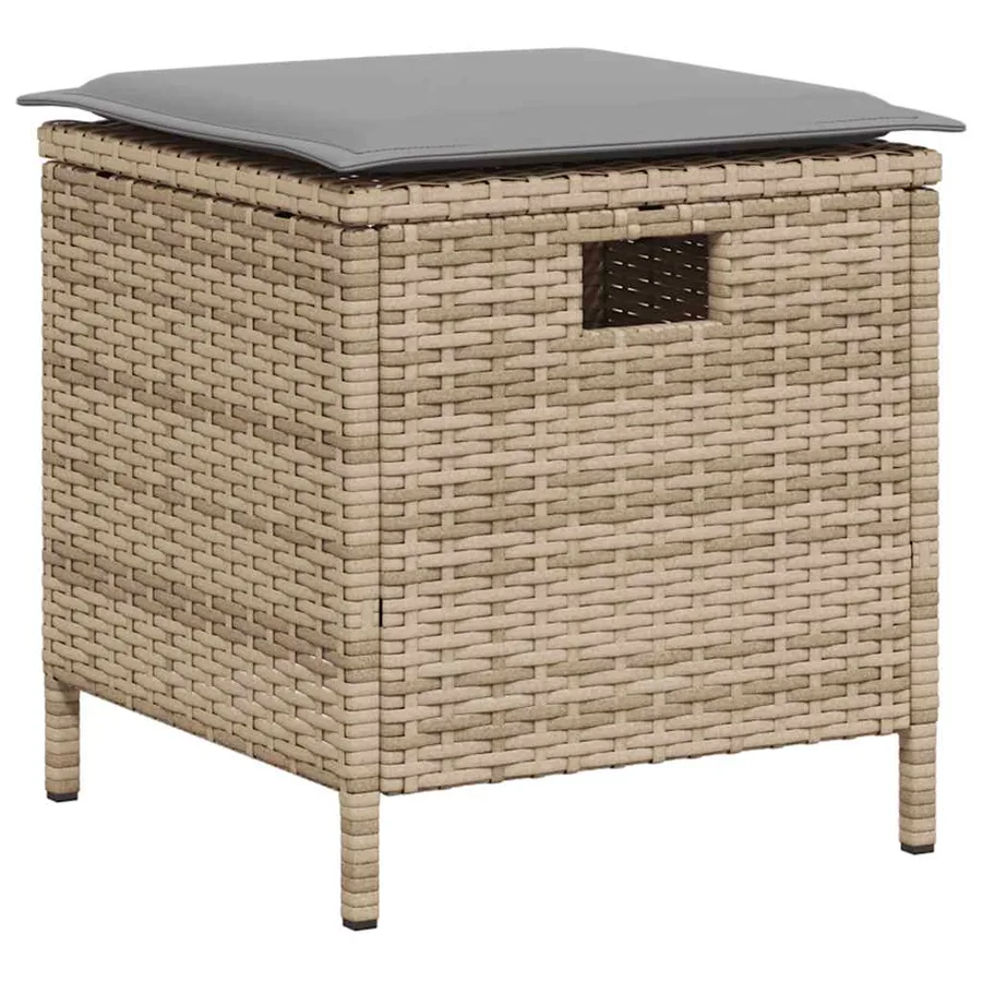 Ensemble de canapé de jardin 6 pcs avec coussins en forme de L beige résine tressée - 5