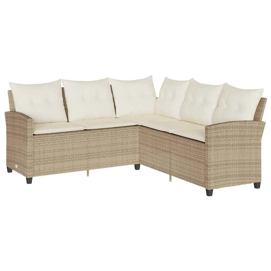 Canapés en forme de L avec coussins beige résine tressée - 2