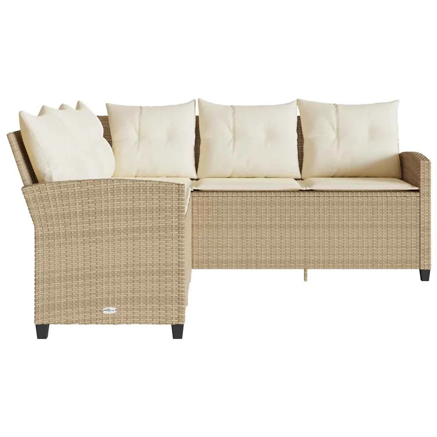 Canapés en forme de L avec coussins beige résine tressée - 4