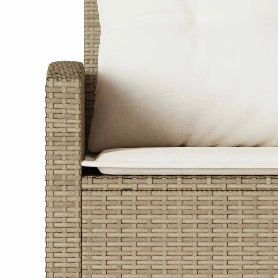 Canapés en forme de L avec coussins beige résine tressée - 6
