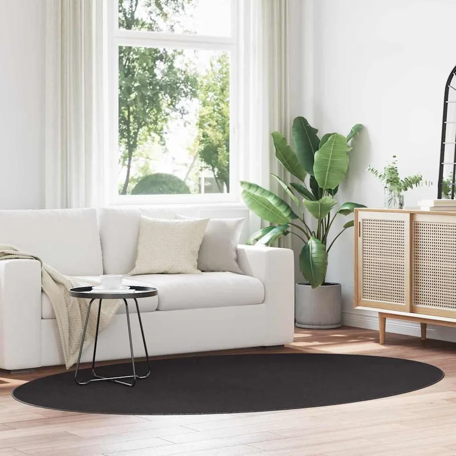 Tapis de surface ovale HUARTE Noir 160 x 230 cm 100% Polyester