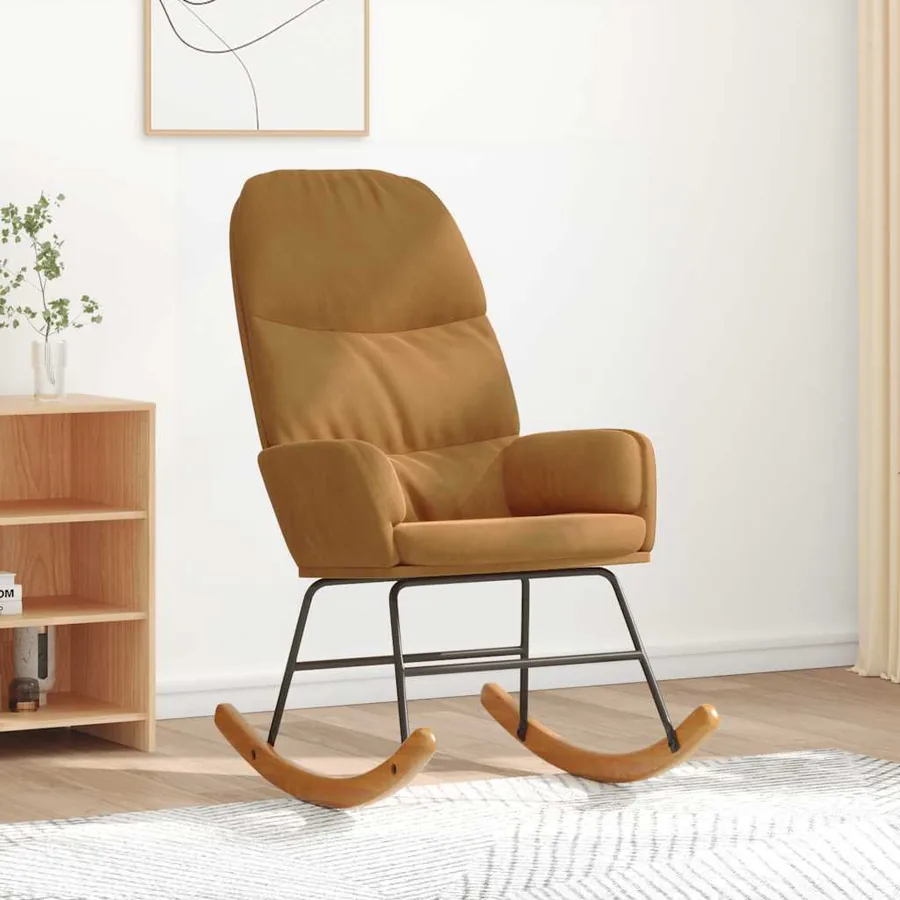 Fauteuil à bascule velours marron