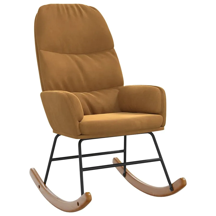 Fauteuil à bascule velours marron - 2