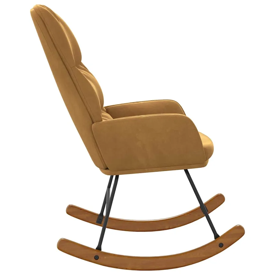 Fauteuil à bascule velours marron - 4