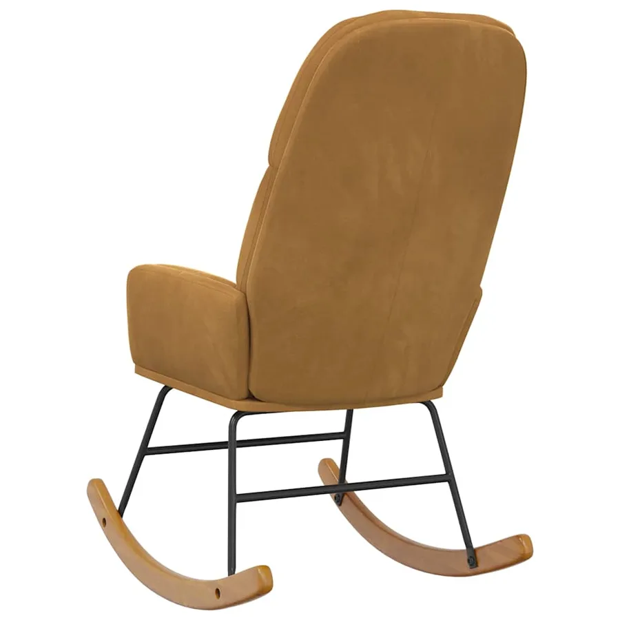 Fauteuil à bascule velours marron - 5