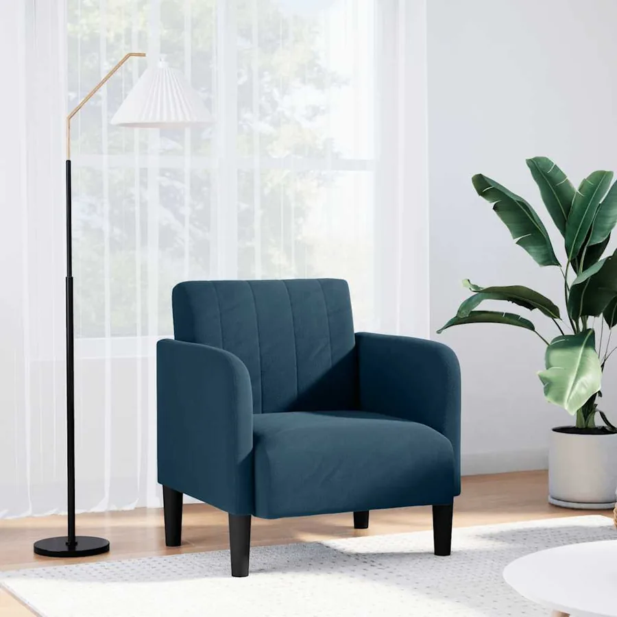 Fauteuil canapé avec accoudoirs velours bleu 54 cm