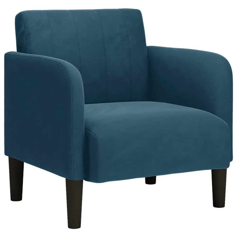 Fauteuil canapé avec accoudoirs velours bleu 54 cm - 2