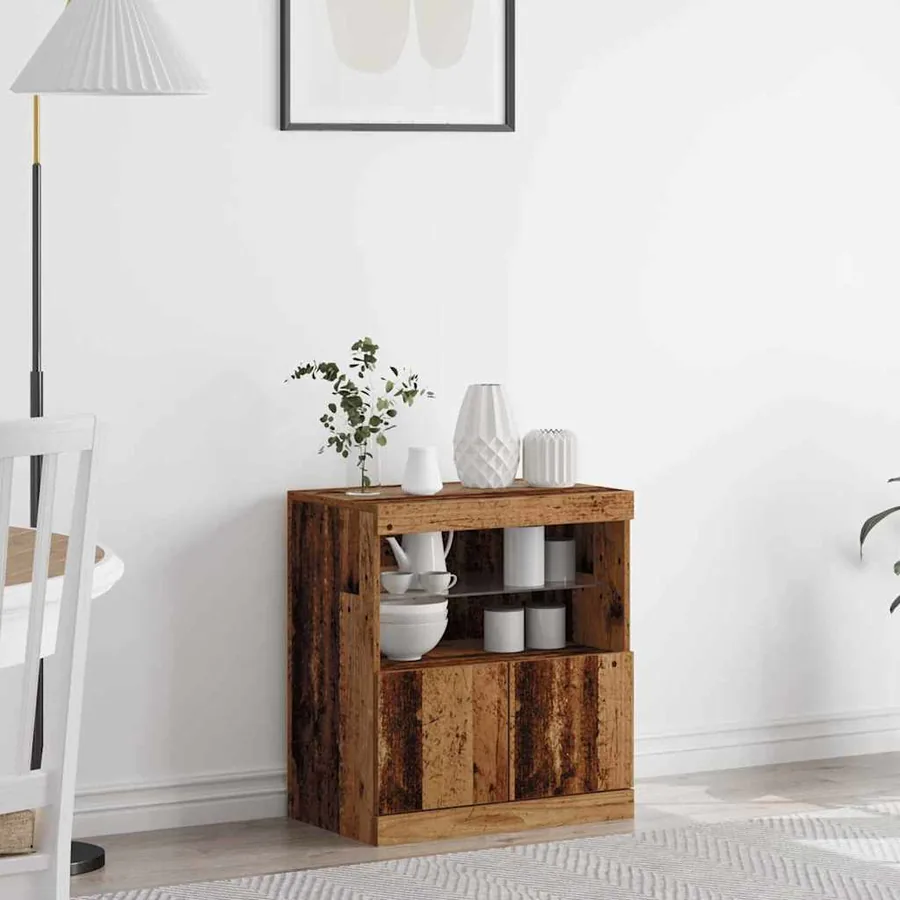Buffet LED Marron 60,5 x 37 x 67 cm Bois d'ingénierie