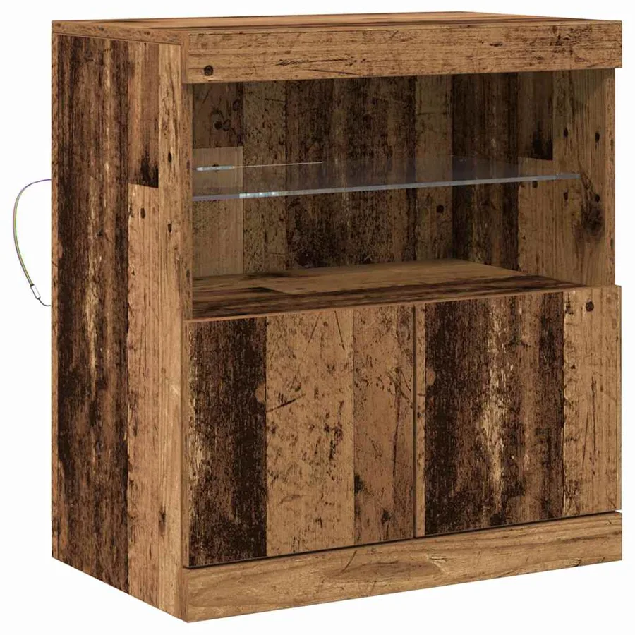 Buffet LED Marron 60,5 x 37 x 67 cm Bois d'ingénierie - 2