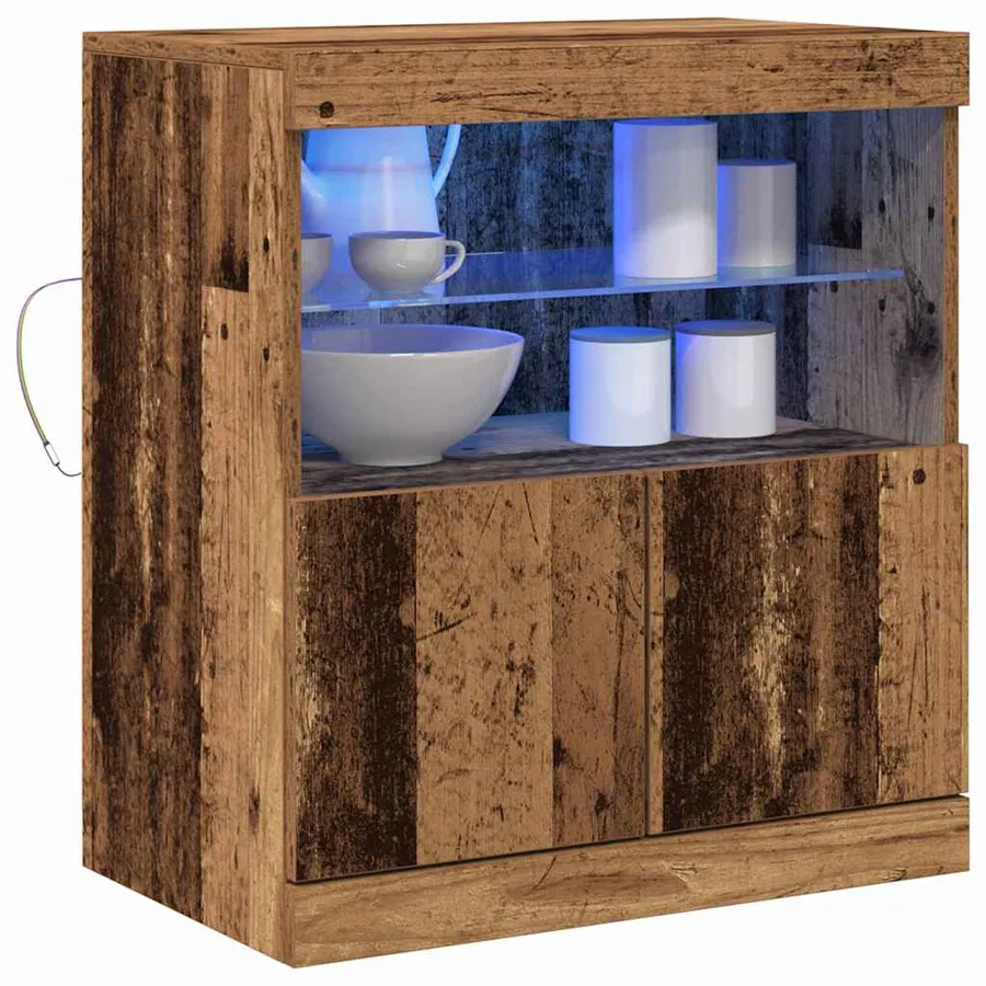 Buffet LED Marron 60,5 x 37 x 67 cm Bois d'ingénierie - 3