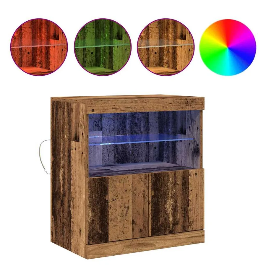 Buffet LED Marron 60,5 x 37 x 67 cm Bois d'ingénierie - 4