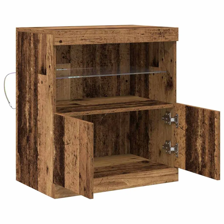Buffet LED Marron 60,5 x 37 x 67 cm Bois d'ingénierie - 7