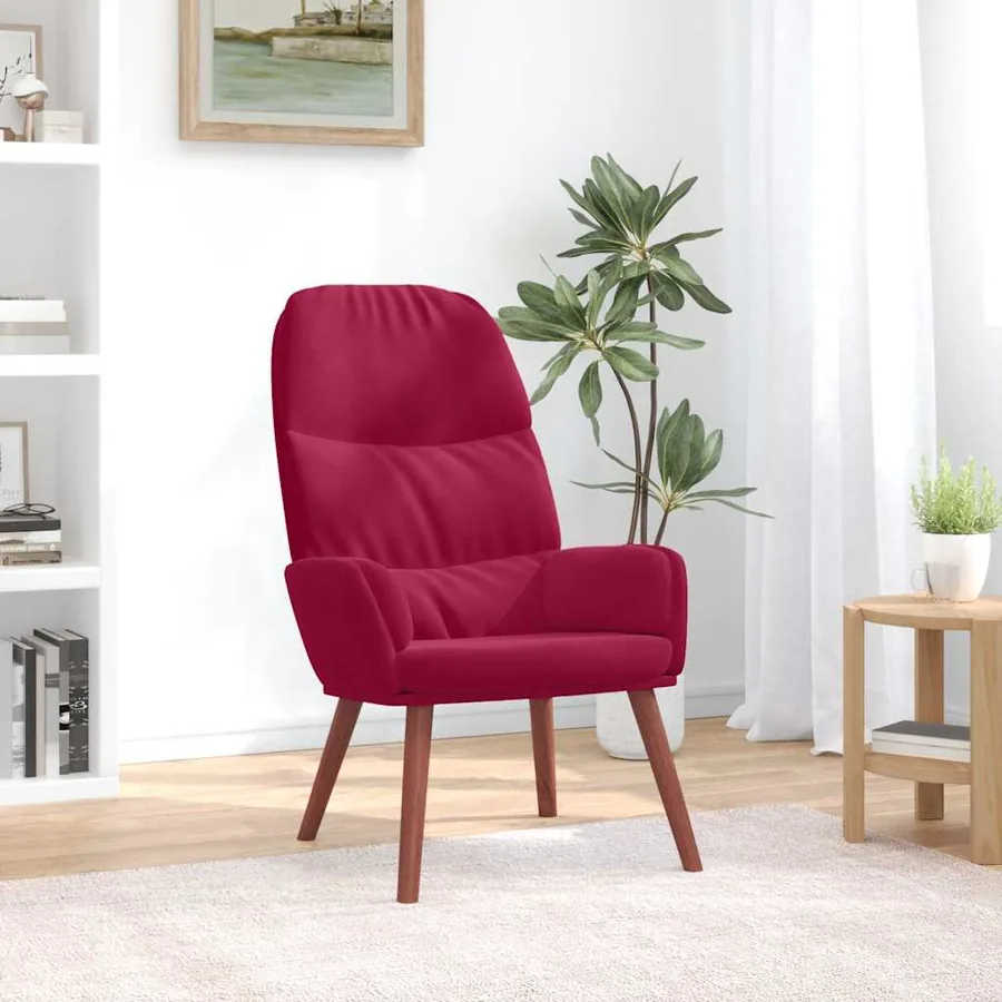 Fauteuil relaxant velours rouge vin