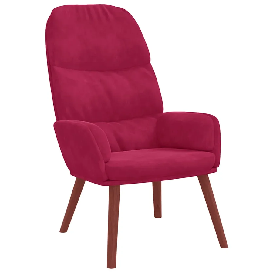 Fauteuil relaxant velours rouge vin - 2