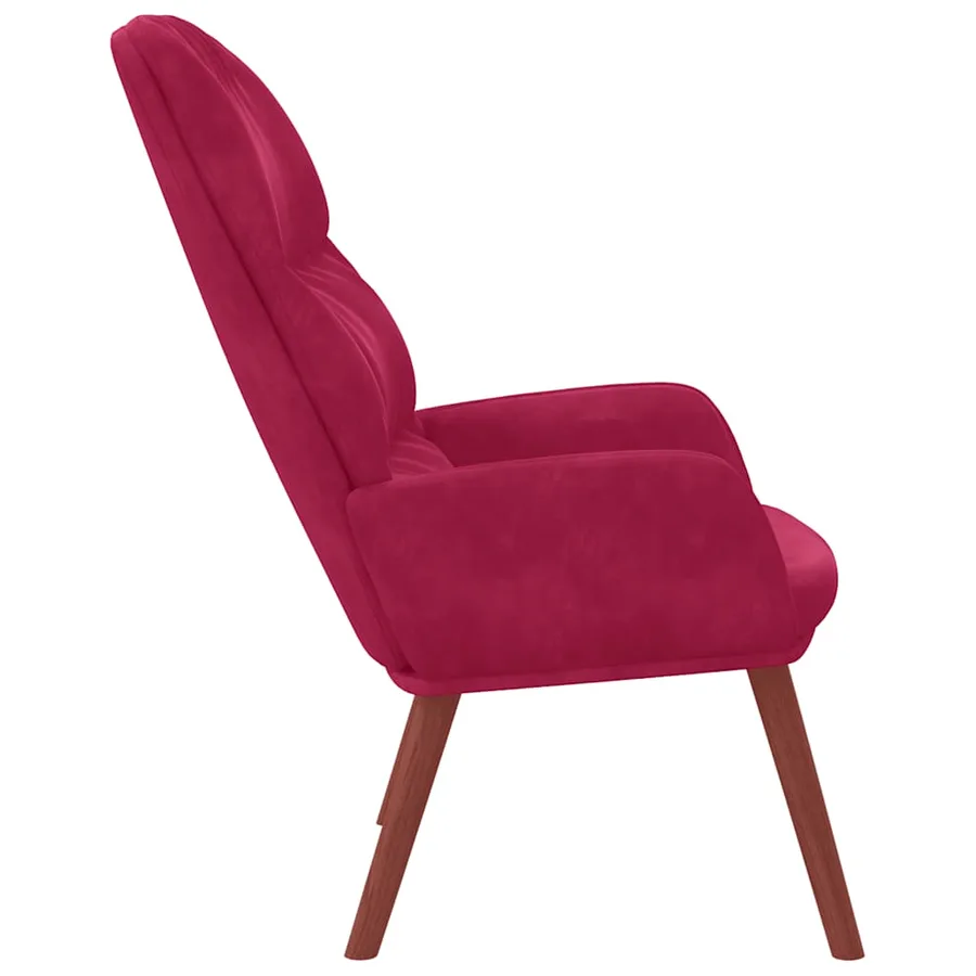Fauteuil relaxant velours rouge vin - 4