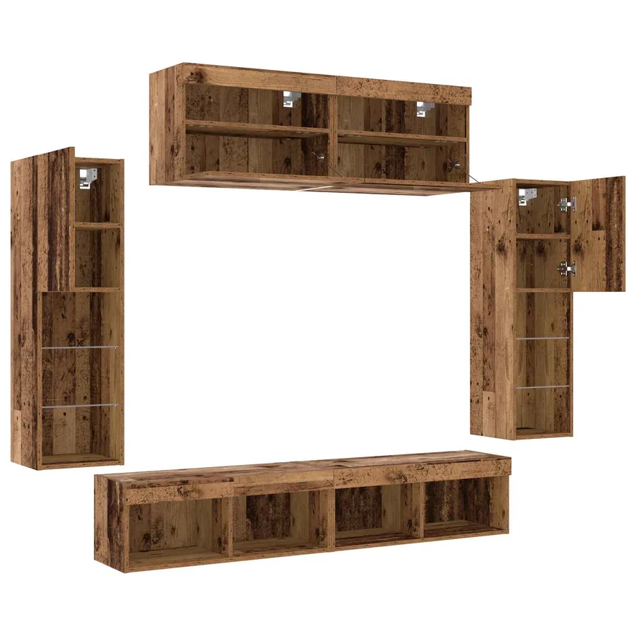Ensemble meuble TV 6 pcs Bois ancien Bois d'ingénierie - 10
