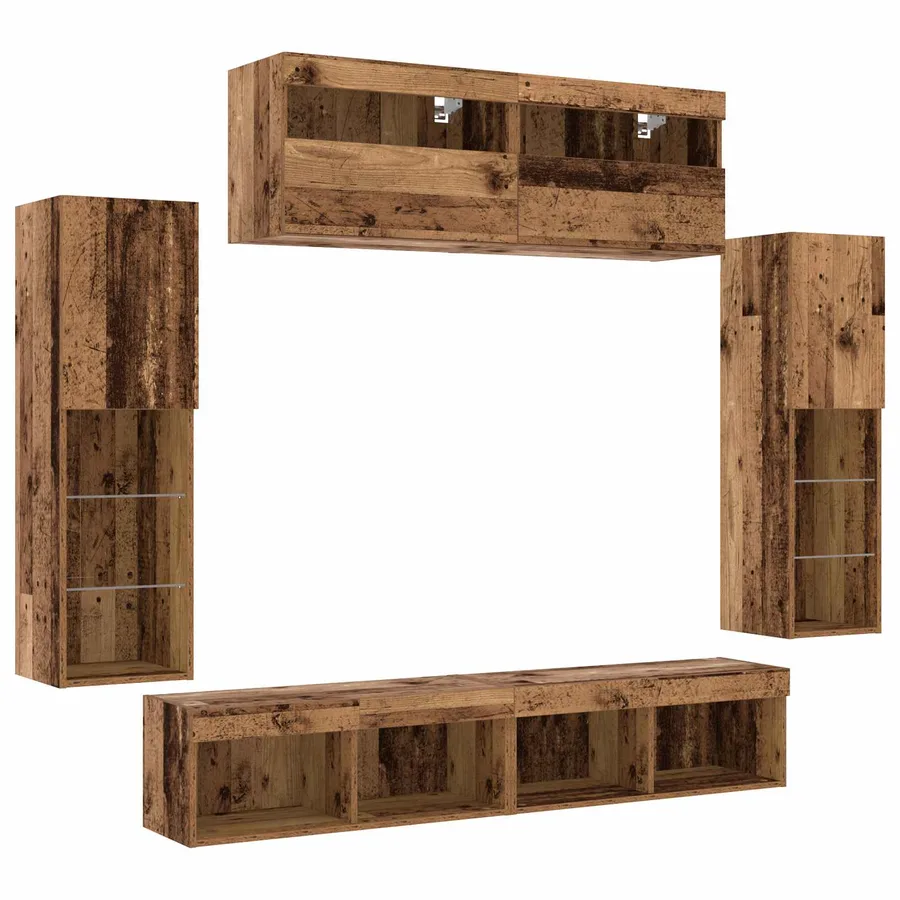 Ensemble meuble TV 6 pcs Bois ancien Bois d'ingénierie - 11