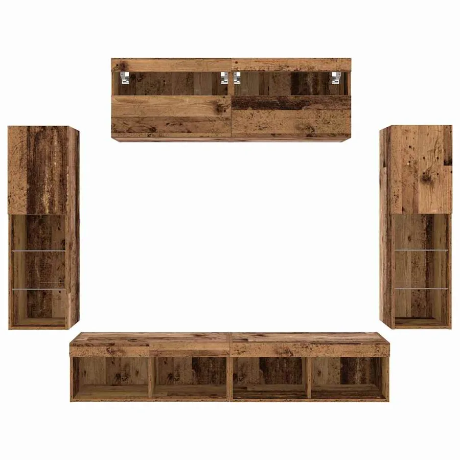Ensemble meuble TV 6 pcs Bois ancien Bois d'ingénierie - 12