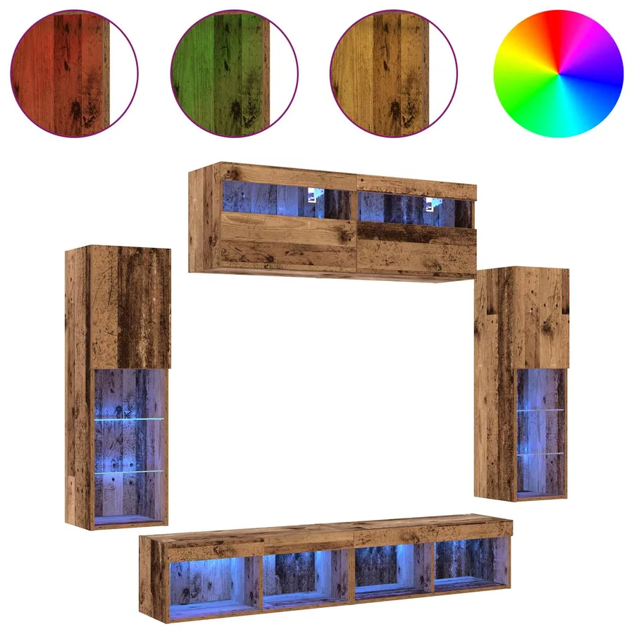 Ensemble meuble TV 6 pcs Bois ancien Bois d'ingénierie - 4