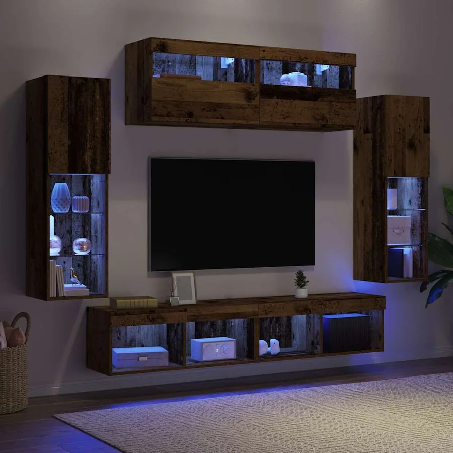 Ensemble meuble TV 6 pcs Bois ancien Bois d'ingénierie - 6