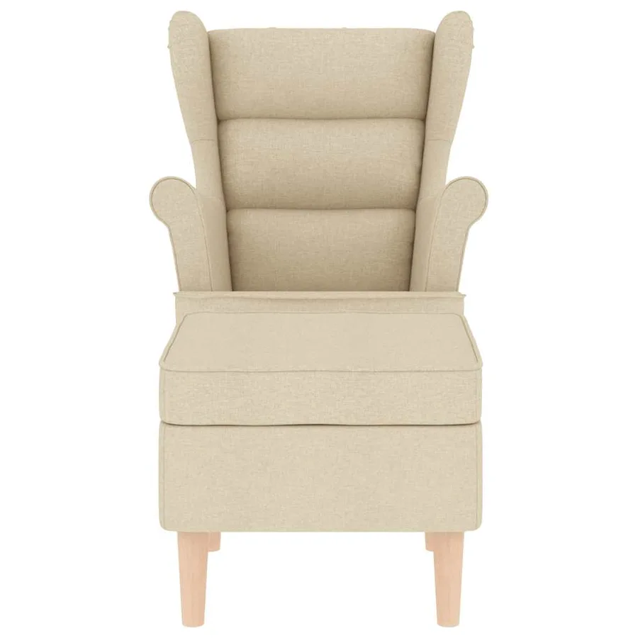 Fauteuil avec repose-pied Crème Tissu - 4