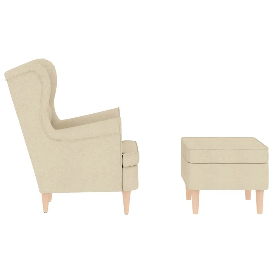 Fauteuil avec repose-pied Crème Tissu - 5