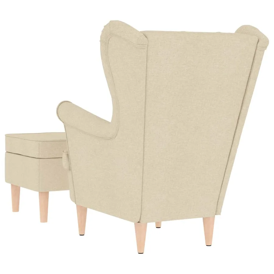 Fauteuil avec repose-pied Crème Tissu - 6
