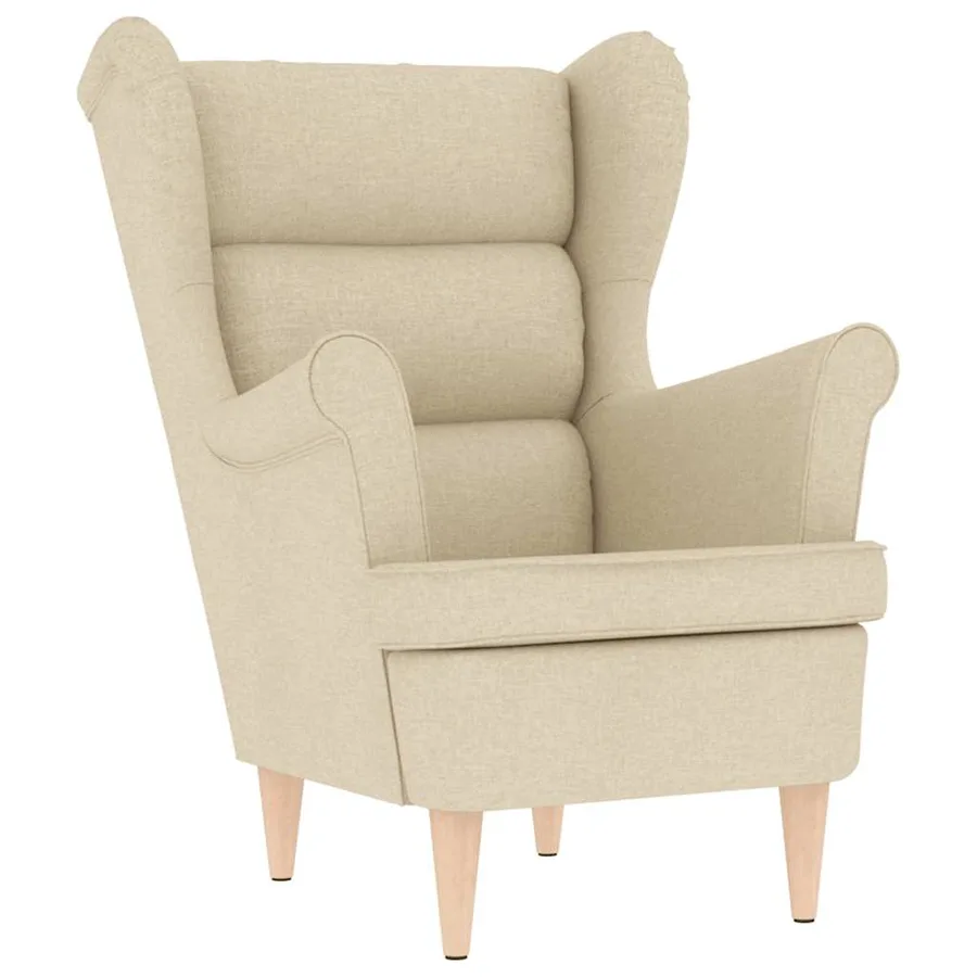 Fauteuil avec repose-pied Crème Tissu - 7