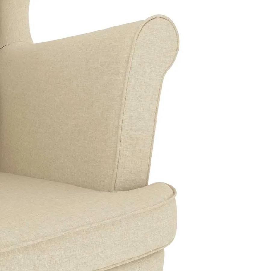 Fauteuil avec repose-pied Crème Tissu - 9