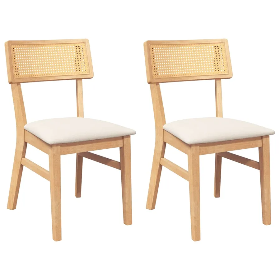 Chaises à manger coussins 2 pcs bois massif caoutchouc - 2