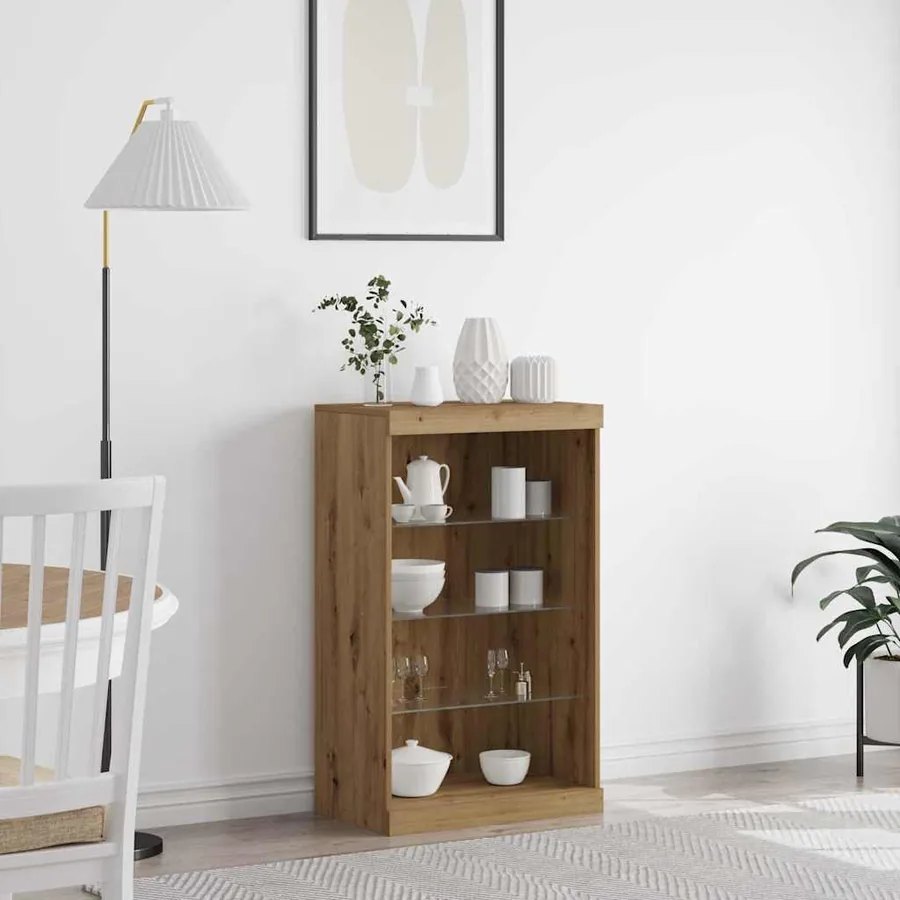 Buffet LED Chêne artisanal 60,5 x 37 x 100 cm Bois d'ingénierie
