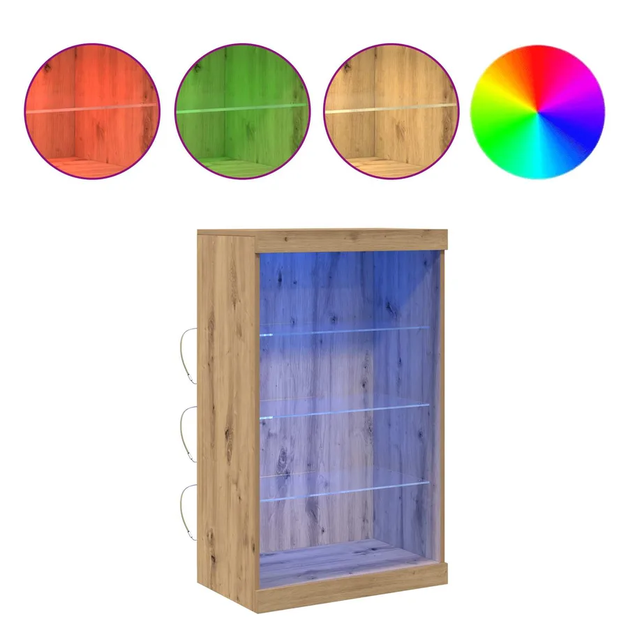 Buffet LED Chêne artisanal 60,5 x 37 x 100 cm Bois d'ingénierie - 2