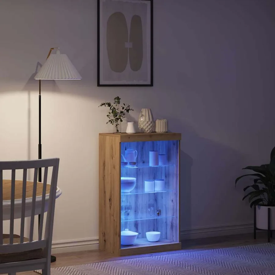 Buffet LED Chêne artisanal 60,5 x 37 x 100 cm Bois d'ingénierie - 4
