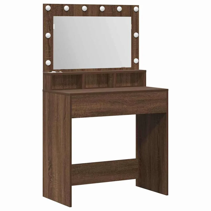 Table de Toilette avec étagère Chêne brun 75,5 x 41 x 135 cm - 2