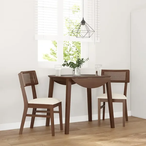Chaises à manger coussins 2 pcs marron bois massif caoutchouc