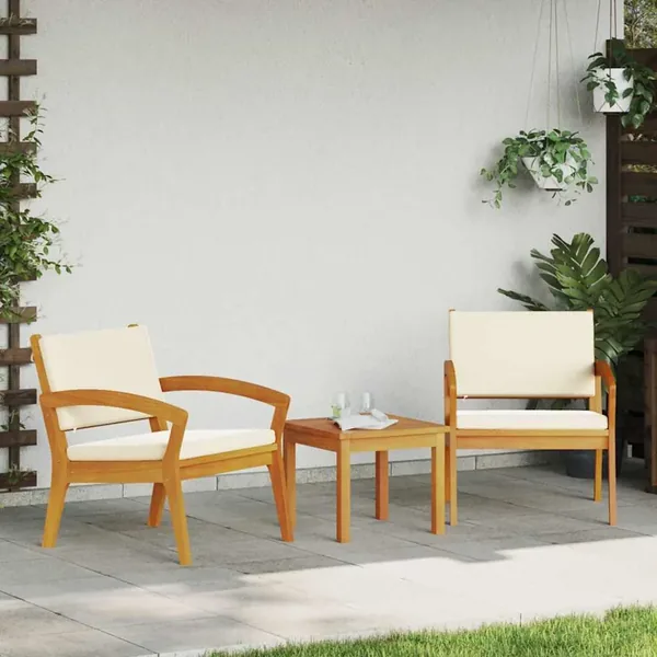 Ensemble bistrot avec coussin 3 pcs Marron Polyester