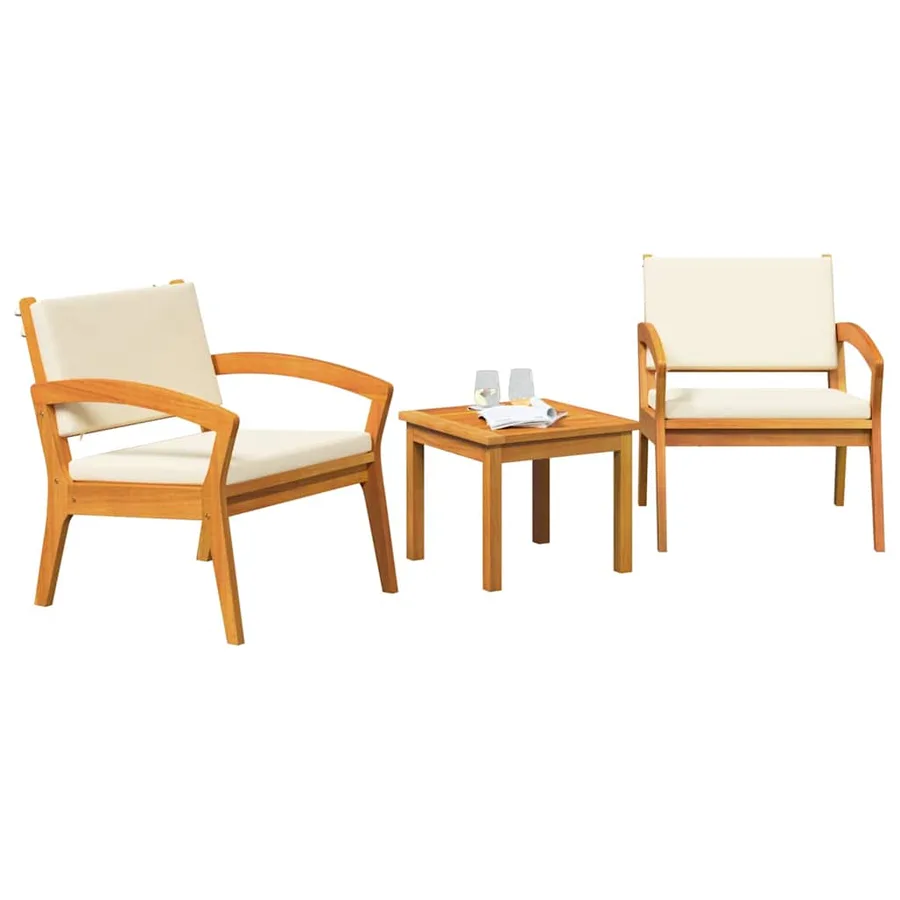 Ensemble bistrot avec coussin 3 pcs Marron Polyester - 3