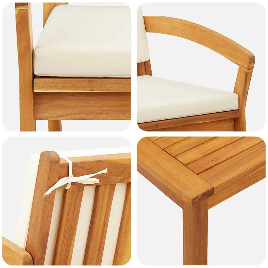 Ensemble bistrot avec coussin 3 pcs Marron Polyester - 9
