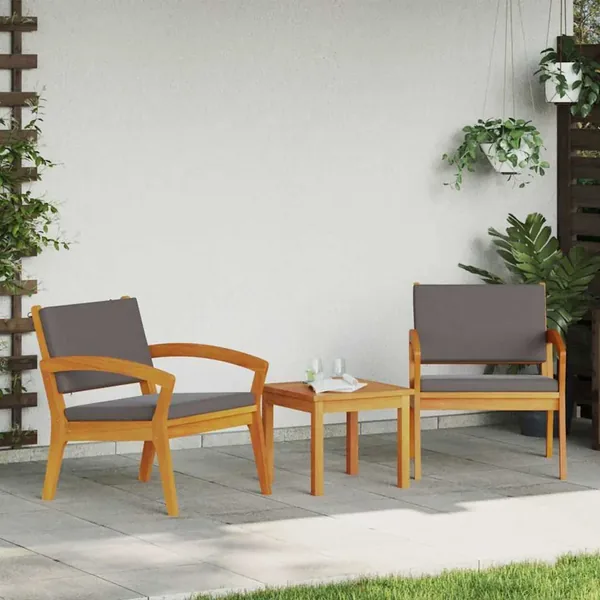 Ensemble bistrot avec coussin 3 pcs Marron Polyester