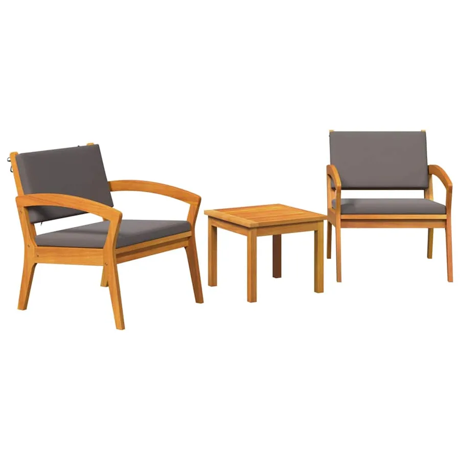 Ensemble bistrot avec coussin 3 pcs Marron Polyester - 2