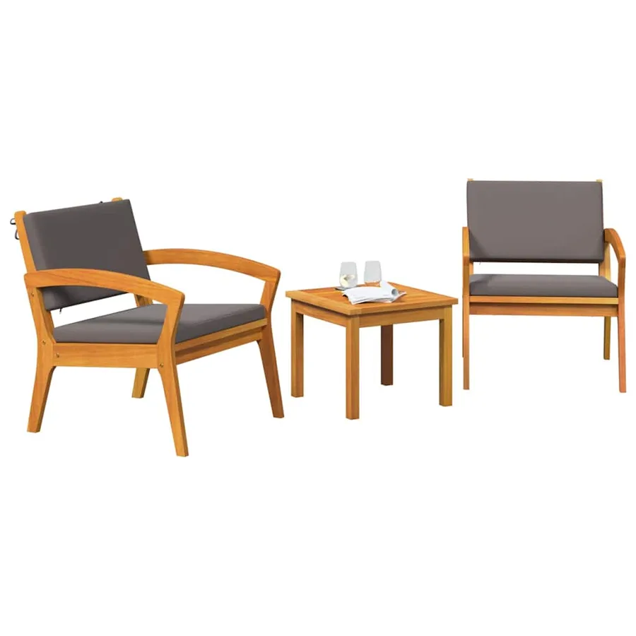 Ensemble bistrot avec coussin 3 pcs Marron Polyester - 3