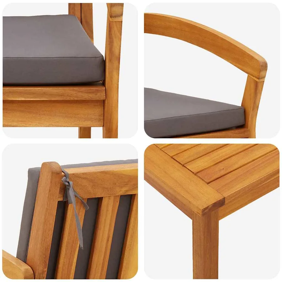 Ensemble bistrot avec coussin 3 pcs Marron Polyester - 9