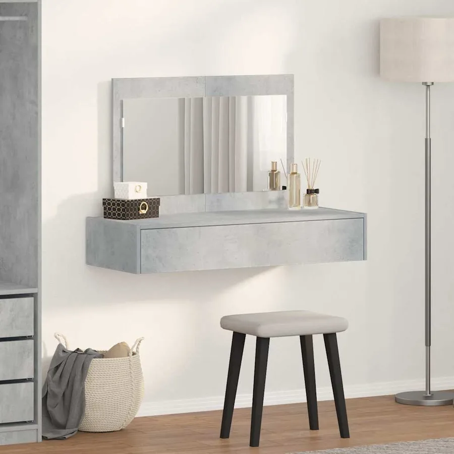 Table de Toilette Gris 100 x 40 x 70 cm Bois d'ingénierie - 4
