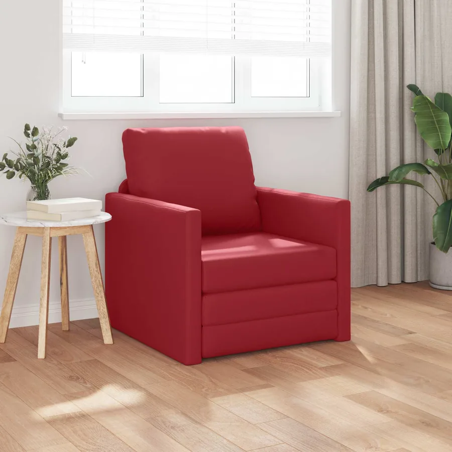 Canapé-Lit 60cm Bordeaux Simili cuir