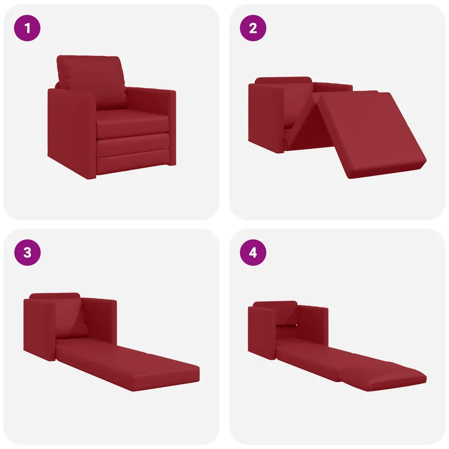 Canapé-Lit 60cm Bordeaux Simili cuir - 10
